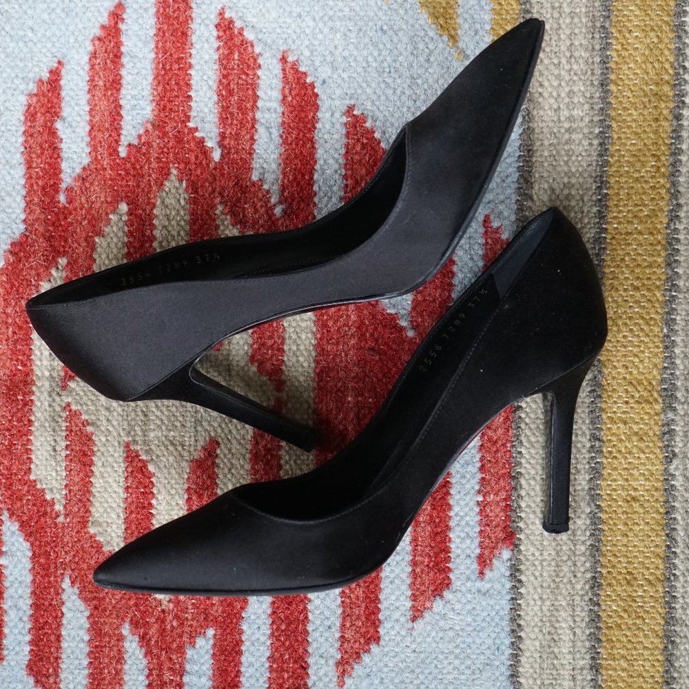 Classic black satin Sergio Rossi 3.5 inch heels